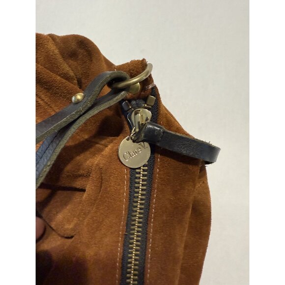 Clare V Jeanne Dark Brown Suede Black Leather Bucket Bag - Picture 7 of 9